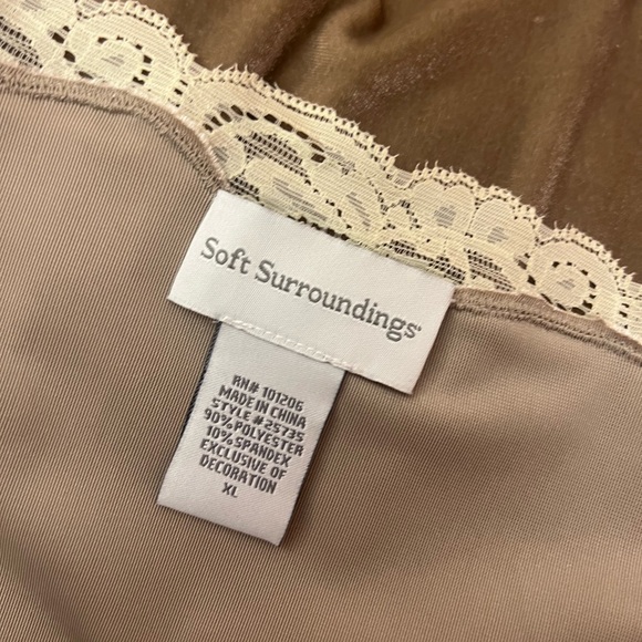 Soft Surroundings XL Velvet Lace Champagne Long Sleeve Shirt - Picture 5 of 5